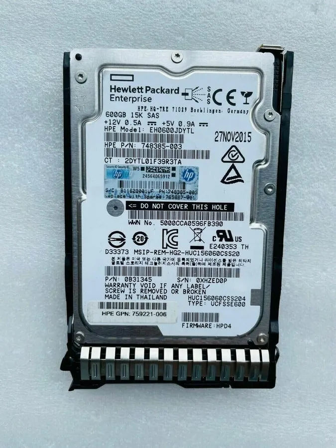 Жёсткий диск HPE 600GB P40431-B21 15K SAS 12Gb LFF LPC 2.5" HDD Internal Hard Di