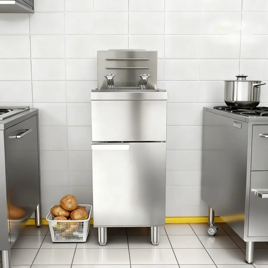 Фритюрница Commercial Deep Fryer Free Standing Natural Gas Fryer 3-Burner Dual B