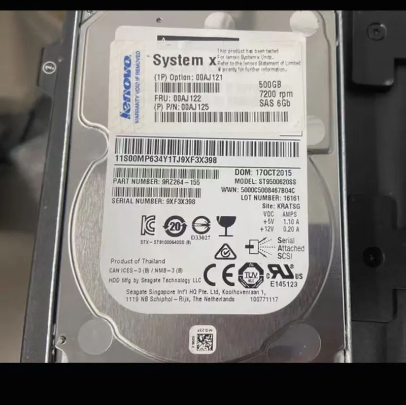 Сервер 00AJ122 00AJ121 00AJ125 IBM 500GB 7.2K RPM 6Gb/s 2.5" SAS SERVER HDD Hard