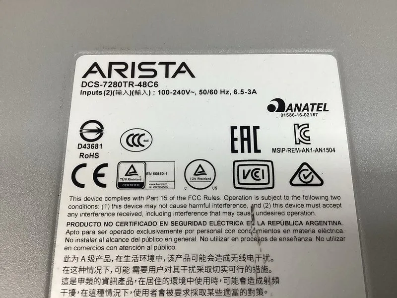 Коммутатор Arista DCS-7280TR-48C6 48-Port 10GbE RJ45 Switch — фото лота 2