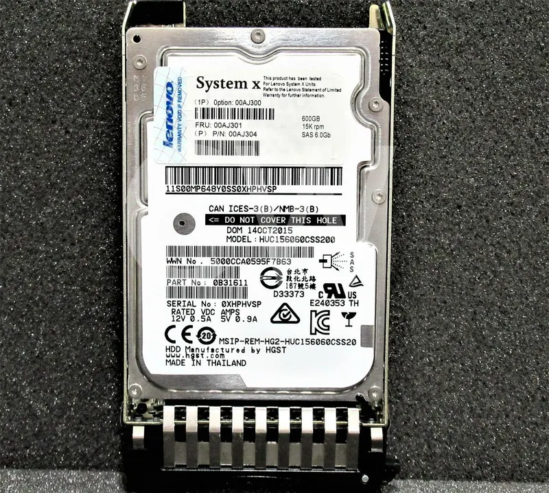 Сервер IBM 600GB 15K RPM 2.5" SAS 6Gb/s Enterprise HDD Server Drive 00AJ301 00AJ