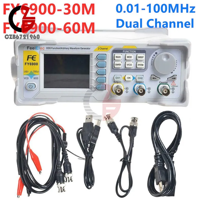Генератор сигналов FY6900 100MHz Arbitrary Waveform Signal Generator DDS 2Channe