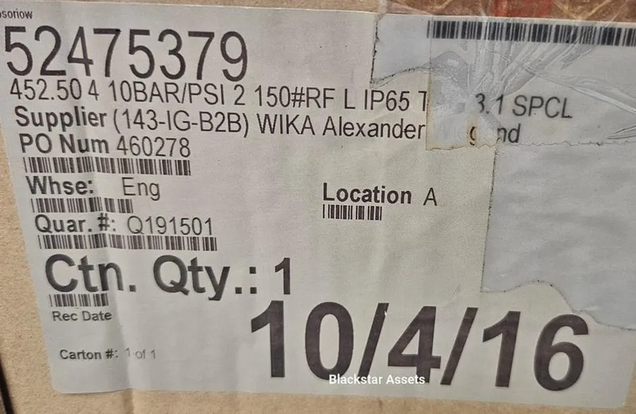 Трубопроводная арматура Wika Wika-2"-150 PTFE 452.50 Sealgauge Diaphraghm Pressu — фото лота 2