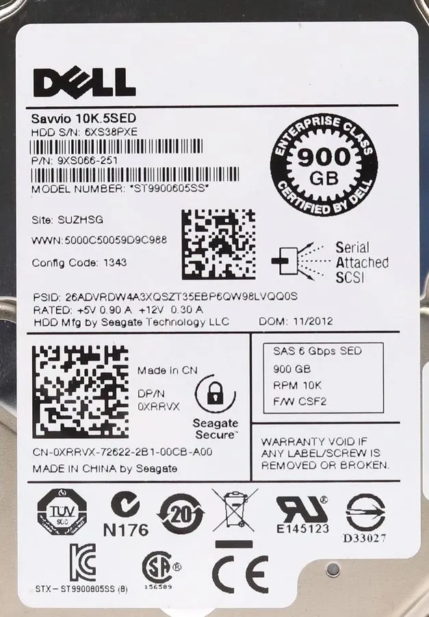 Жёсткий диск Dell TNX32 900GB 10K SAS 2.5" 6G SED HDD Seagate ST9900605SS Hard D
