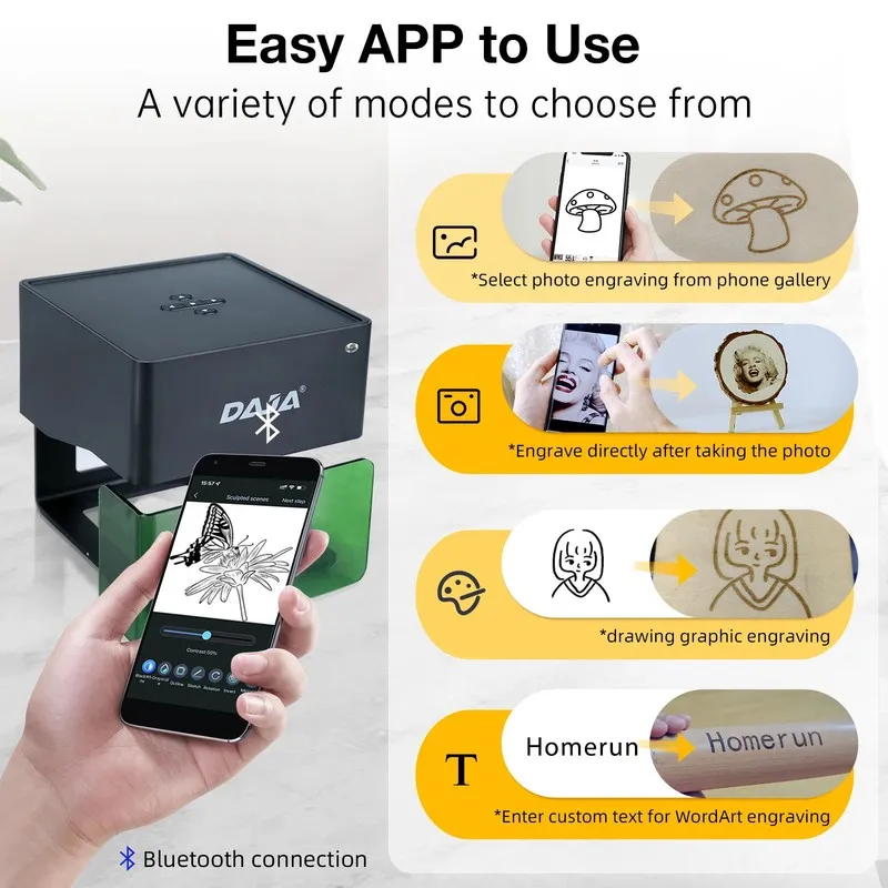 Лазерный гравёр DAJA DJ6 Mini Laser Engraver 3000mW Bluetooth Portable Wood Meta — фото лота 1