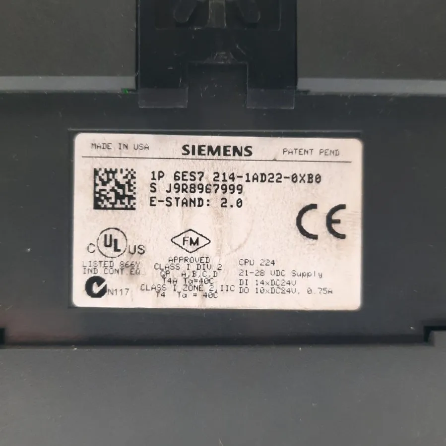 ПЛК Siemens 6ES7 214-1AD22-0XB0 SIMATIC S7-200 CPU 224 PLC Processor, 24VDC