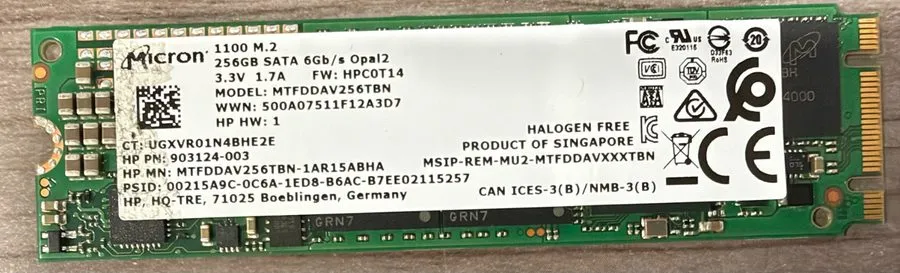 SSD-накопитель HP 926348-001 Micron 1100 M.2 256GB SSD Opal2 Disque Dur MTFDDAV2