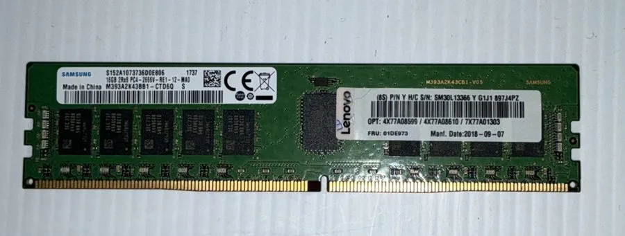 Модуль памяти Samsung 16GB DDR4-2666V 2Rx8 RDIMM Server RAM M393A2K43BB1-CTD6Q — фото лота 1