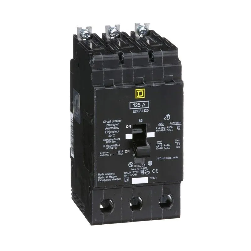 Автоматический выключатель Square D EDB34125 3p 480v 125a 18k Bolt In NF Circuit