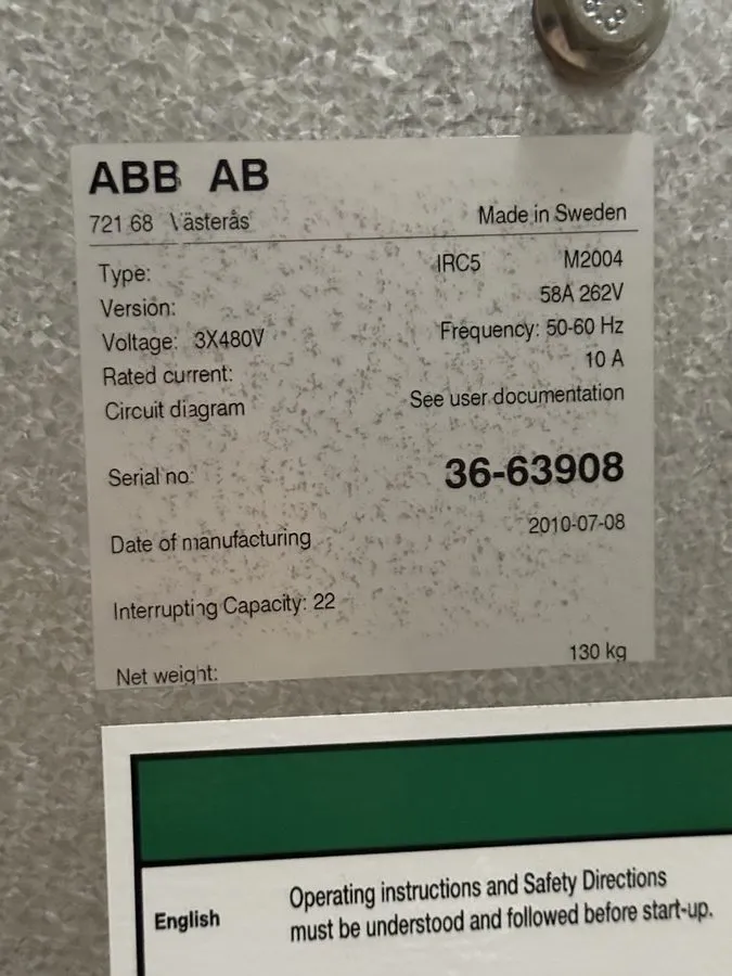 Робот ABB IRB 2600 M2004 Robot w/ IRC5 Controls, Missing Cable Set