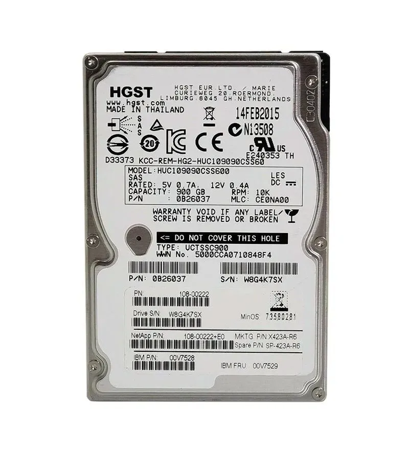 Жёсткий диск NetApp 900GB 10K 12Gbps SAS 2.5" 128MB Cache HDD 108-00222+A0 ST900