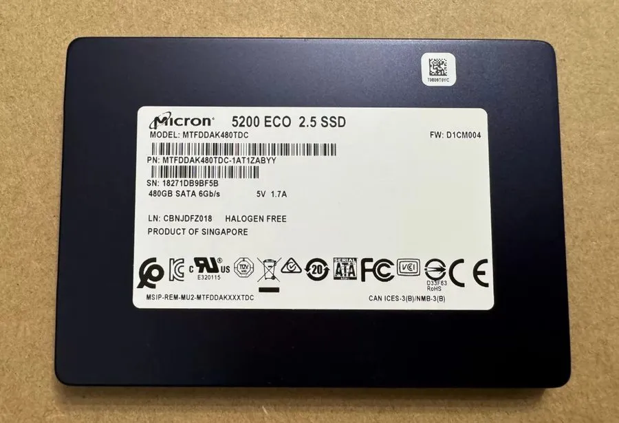 SSD-накопитель Micron 5200 ECO 480GB 2.5" SATA 6G RI Enterprise SSD MTFDDAK480TD