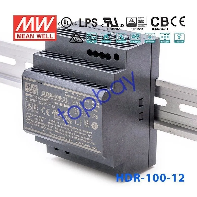 Блок питания Mean Well HDR-100-12 U-Slim Step Shape Power Supply 100W 12V DIN Ra