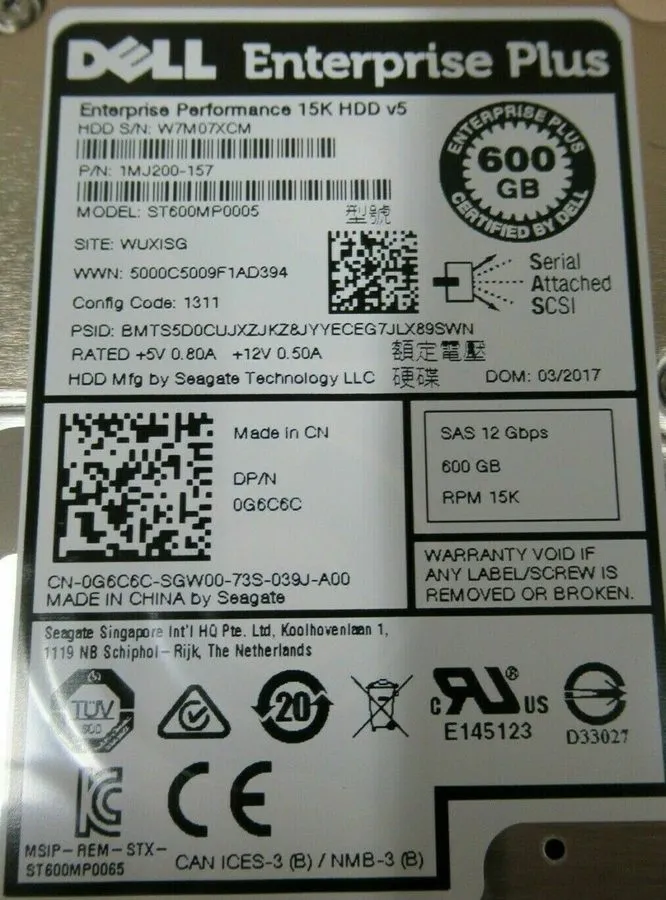 Жёсткий диск Dell Compellent 600GB 15K 2.5" SAS 12Gb/s Hard Drive HDD with Caddy