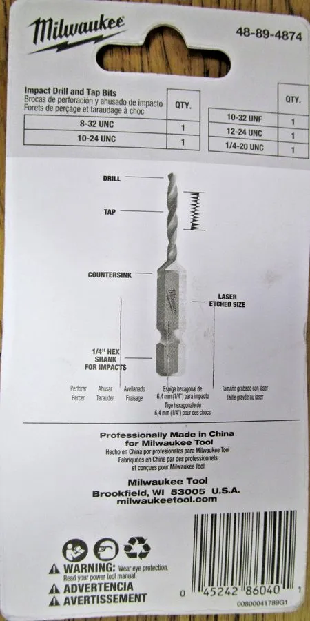 Режущий инструмент Milwaukee Shockwave Impact Drill and Tap Bit Set of 5 48-89-4