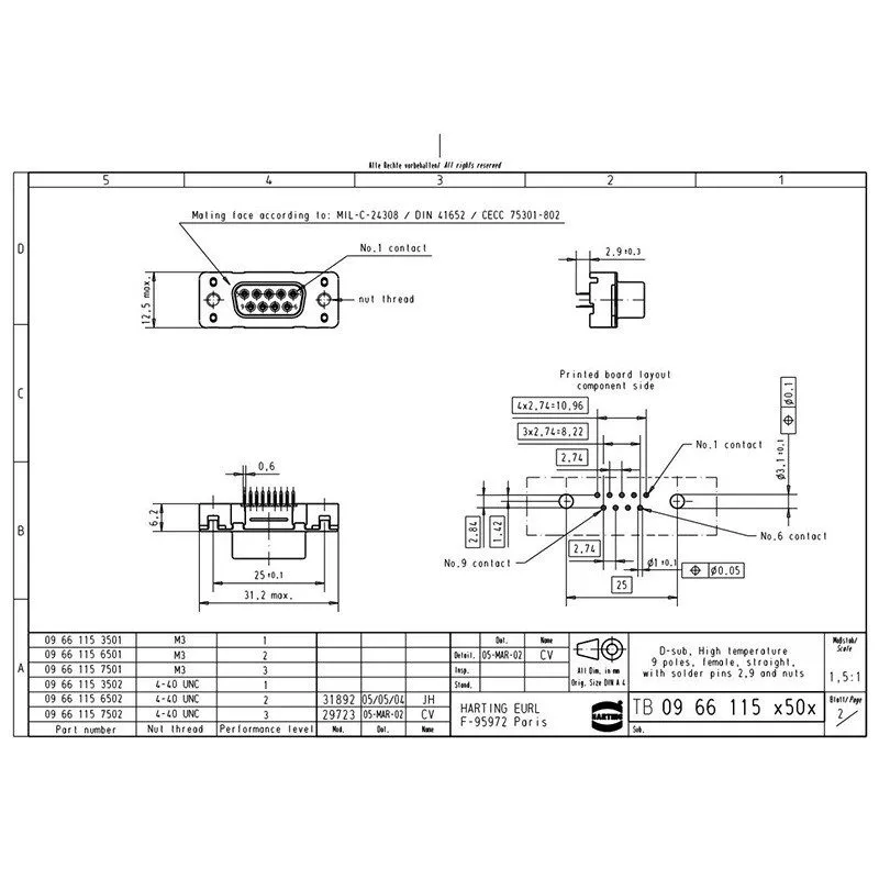 Разъём HARTING Female Connector 09661157502