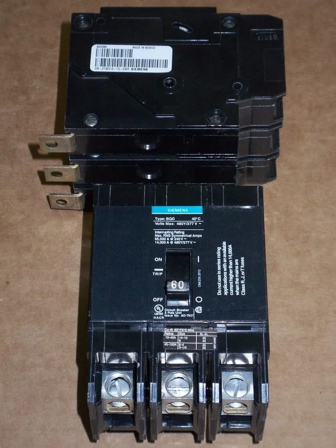 Автоматический выключатель Siemens BQD360 60A, 480V AC Molded Case Circuit Break