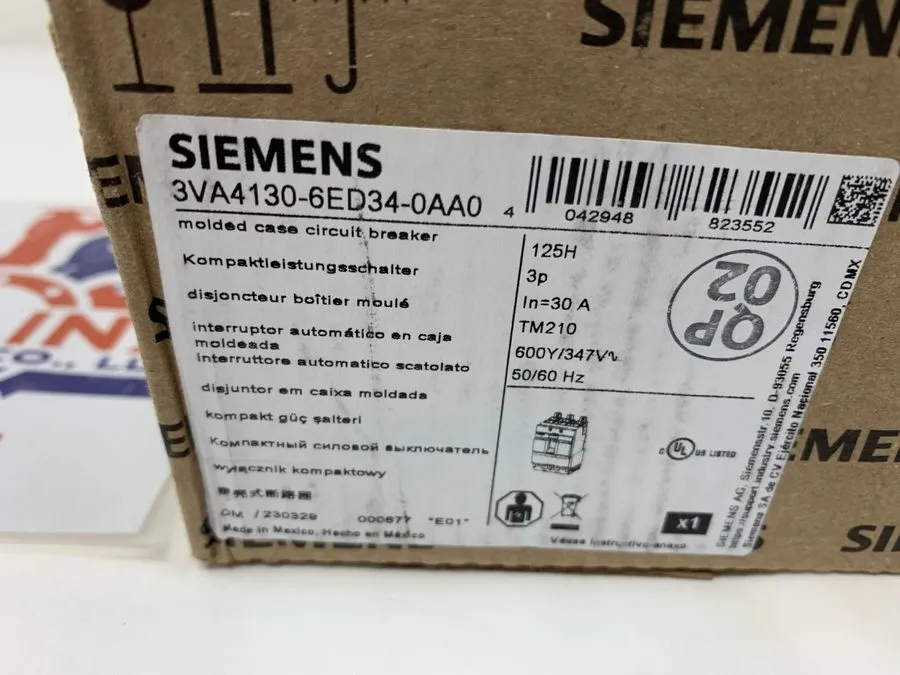 Автоматический выключатель 1 Siemens 3VA4130-6ED34-0AA0 480V 3-Pole Circuit Brea