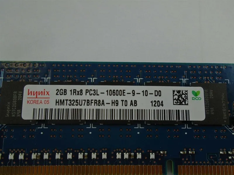 Модуль памяти Hynix 2GB 1Rx8 PC3L-10600E DDR3 1333MHz Unbuffered ECC Memory Modu