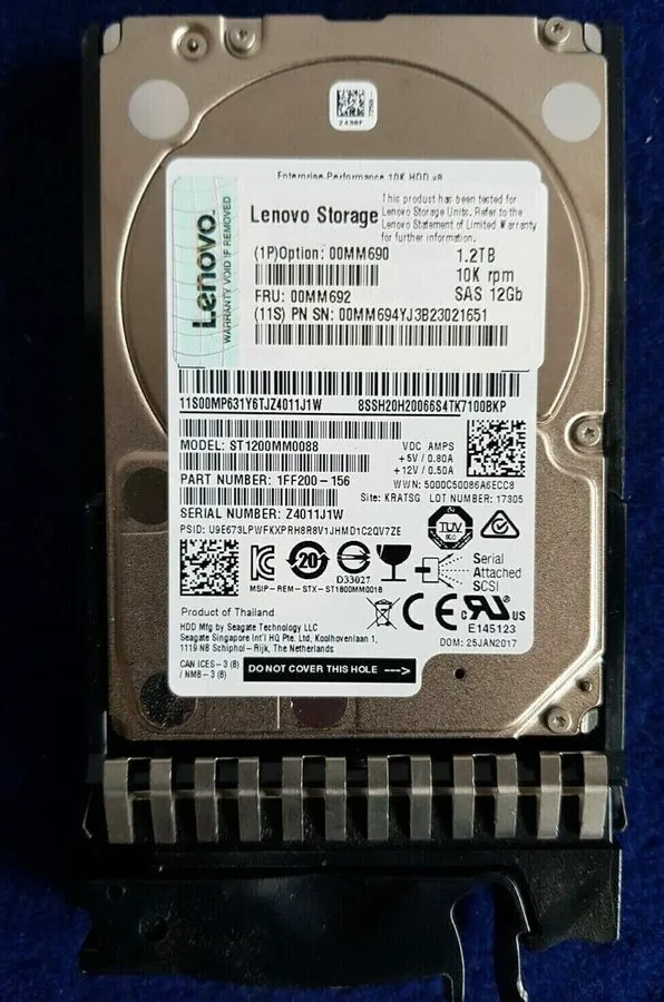 Сервер Lenovo 00MM692 00MM690 00MM694 1.2TB 2.5" 10K RPM SAS Hot-Swap System X H