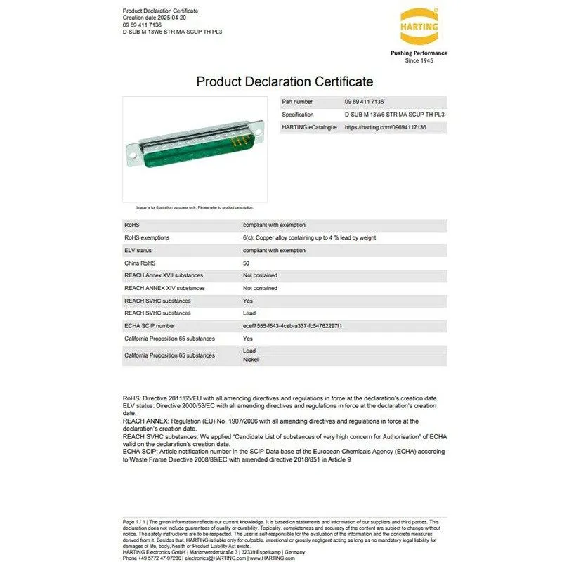 Разъём HARTING Male Connector 09694117136 13-pin