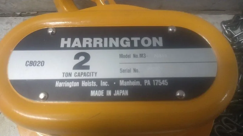 Таль HARRINGTON CB020-20 20' 4000 LB LIFT MANUAL LIFT 2 TON CHAIN HOIST