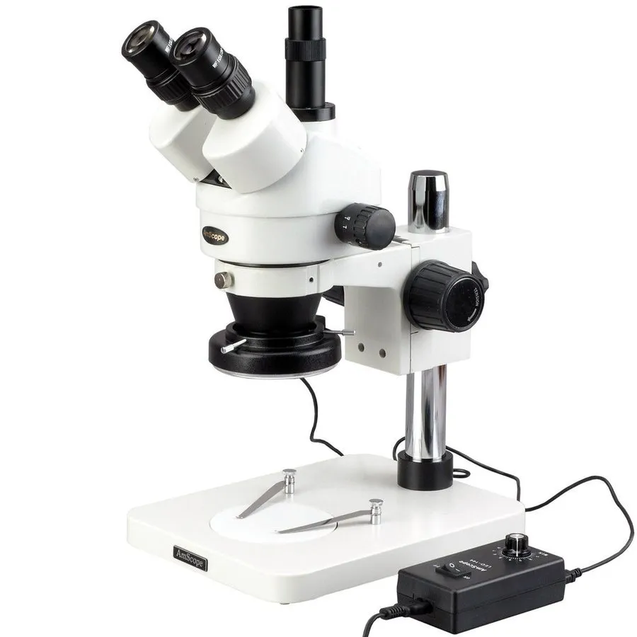 Микроскоп Amscope 7X-45X Simul-Focal Stereo Zoom Microscope Dual Arm Boom + 144- — фото лота 1