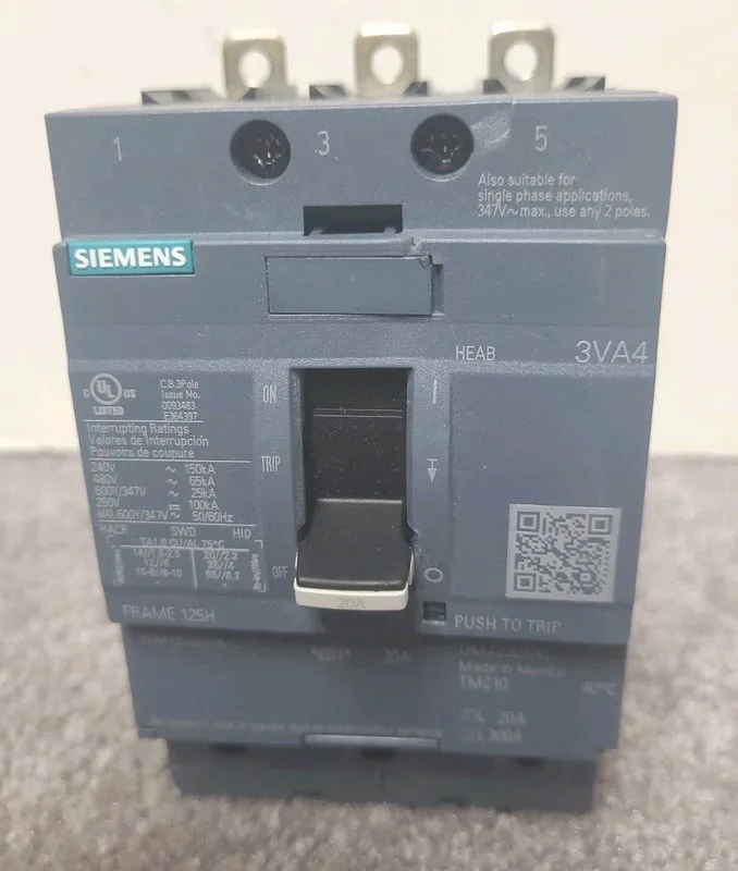 Автоматический выключатель SIEMENS 3VA4120-6ED34-0AA0 Molded Case Circuit Breake — фото лота 2