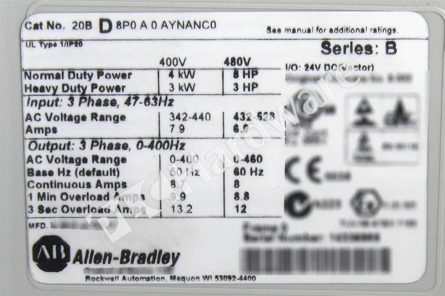 Частотный преобразователь Allen-Bradley 20BD8P0A0AYNANC0 PowerFlex 700 AC Drive 