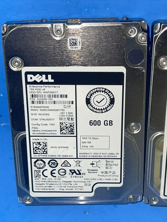 Сервер Dell 0FPW68 04HGTJ ST600MP0036 600GB 15K 12Gbps SAS 2.5 Inch Server Hard 