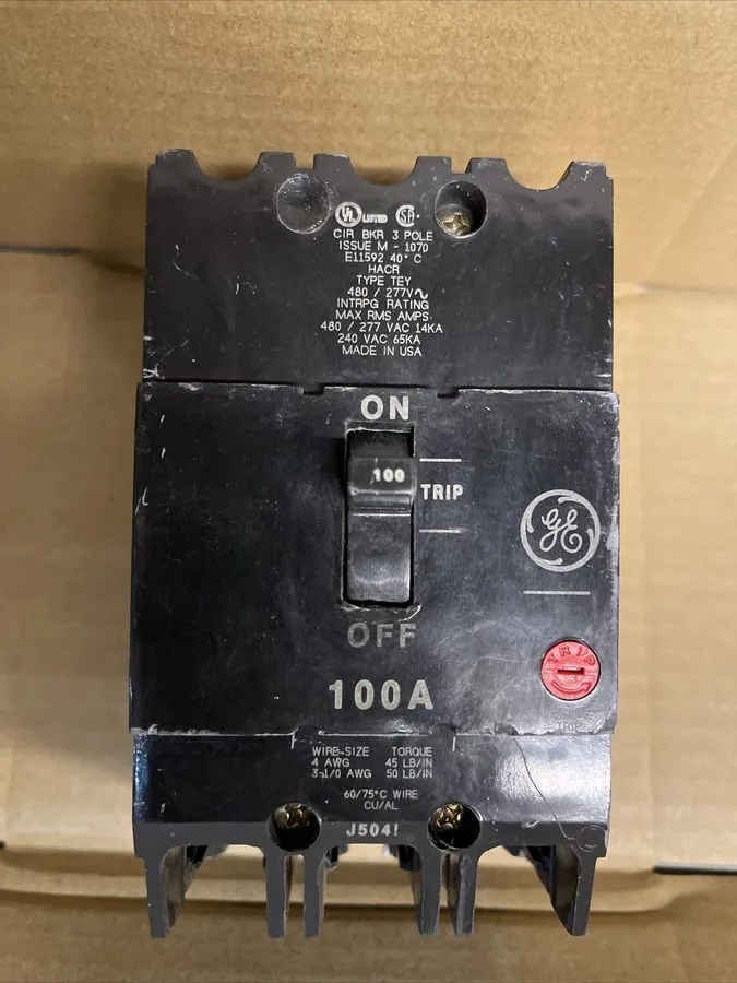 Автоматический выключатель GE General Electric 100A Circuit Breaker, 3-Pole, 480
