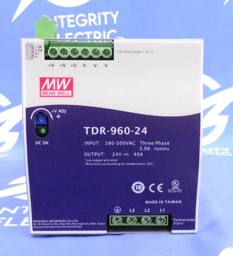 Блок питания TDR-960-24 Single Output Industrial Power Supply 960W 24V DIN Rail