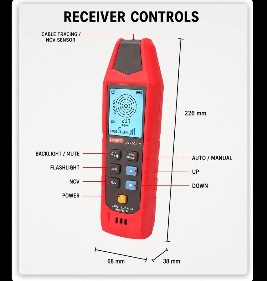 Трассоискатель UNI-T UT25CL Cable Locator Wire Tracer Circuit Breaker Finder AC/