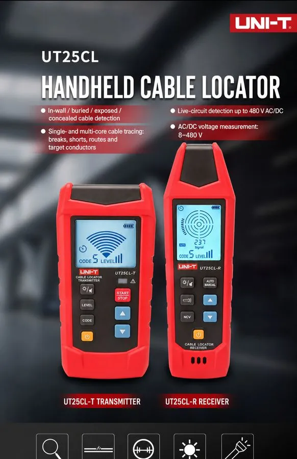 Трассоискатель UNI-T UT25CL Cable Locator Wire Tracer Circuit Breaker Finder AC/ — фото лота 2