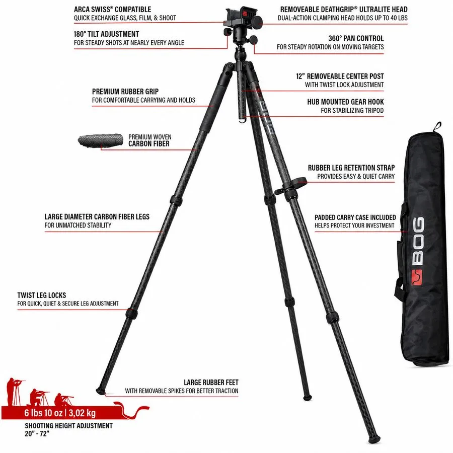 Оборудование видеонаблюдения BOG DeathGrip Infinite XT Carbon Fiber Adjt. Tripod — фото лота 2