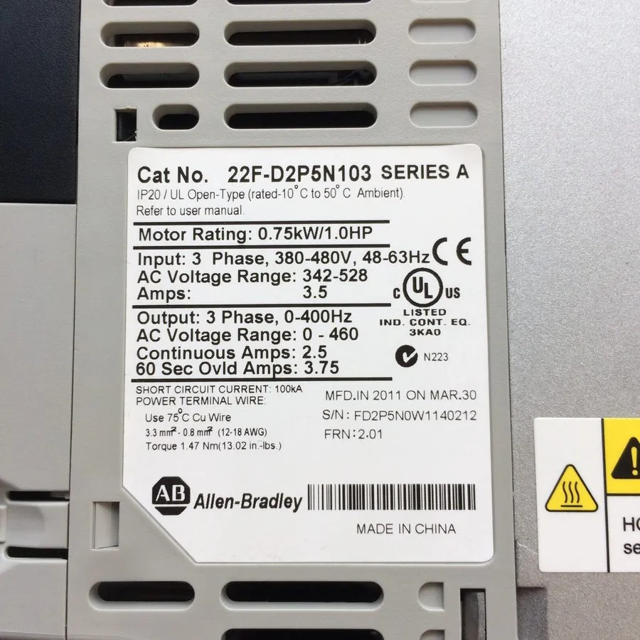Частотный преобразователь Allen-Bradley 22F-D2P5N103 PowerFlex 4M- 0.75 kW (1 HP