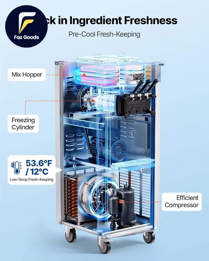Оборудование для общепита TECSPACE 20-28L/H Commercial Soft Ice Cream Machine 22