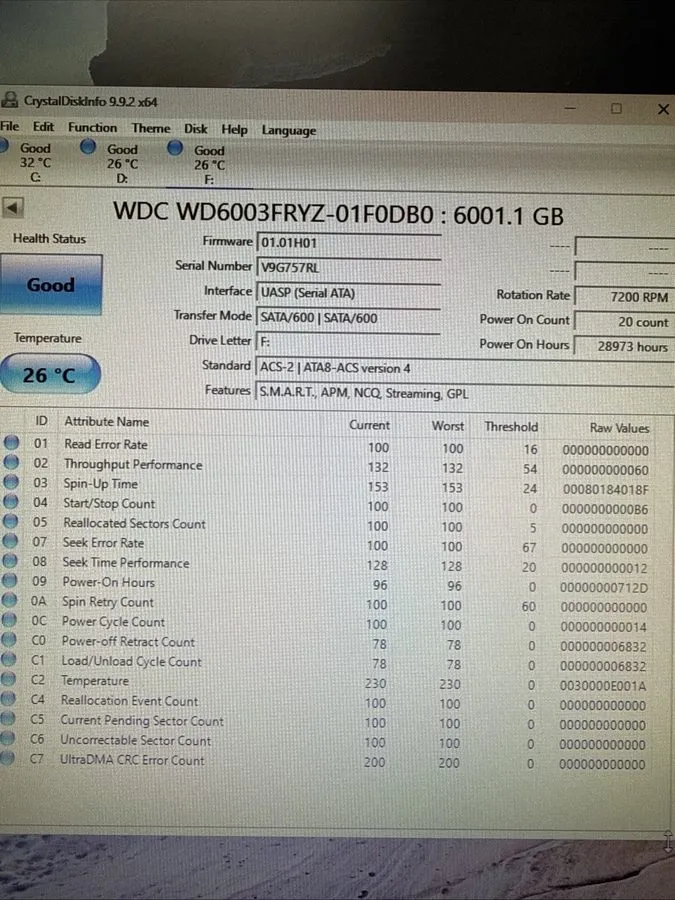 Жёсткий диск Western Digital WD Gold 6TB 7200RPM SATA 3.5" HDD 128MB WD6002FRYZ