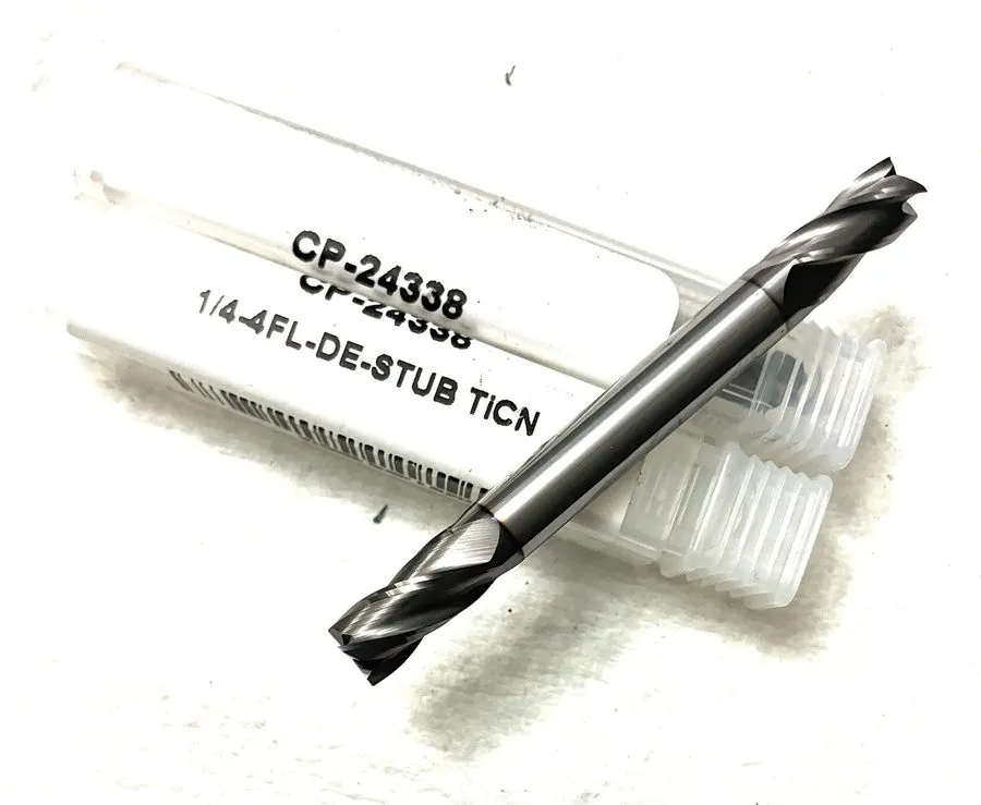 Режущий инструмент 1/4" 4 Flute Square Double End Mill Stub Carbide Plus CP-2433 — фото лота 1