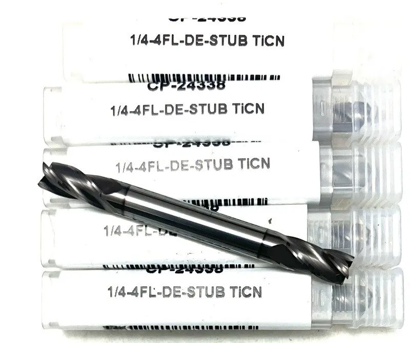 Режущий инструмент 1/4" 4 Flute Square Double End Mill Stub Carbide Plus CP-2433 — фото лота 2
