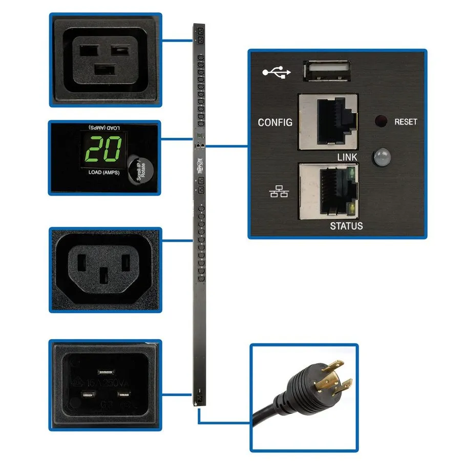 Блок розеток PDU Tripp Lite PDUMNV20HVLX Monitored Rack PDU 3.7kW 208/230V 20A L