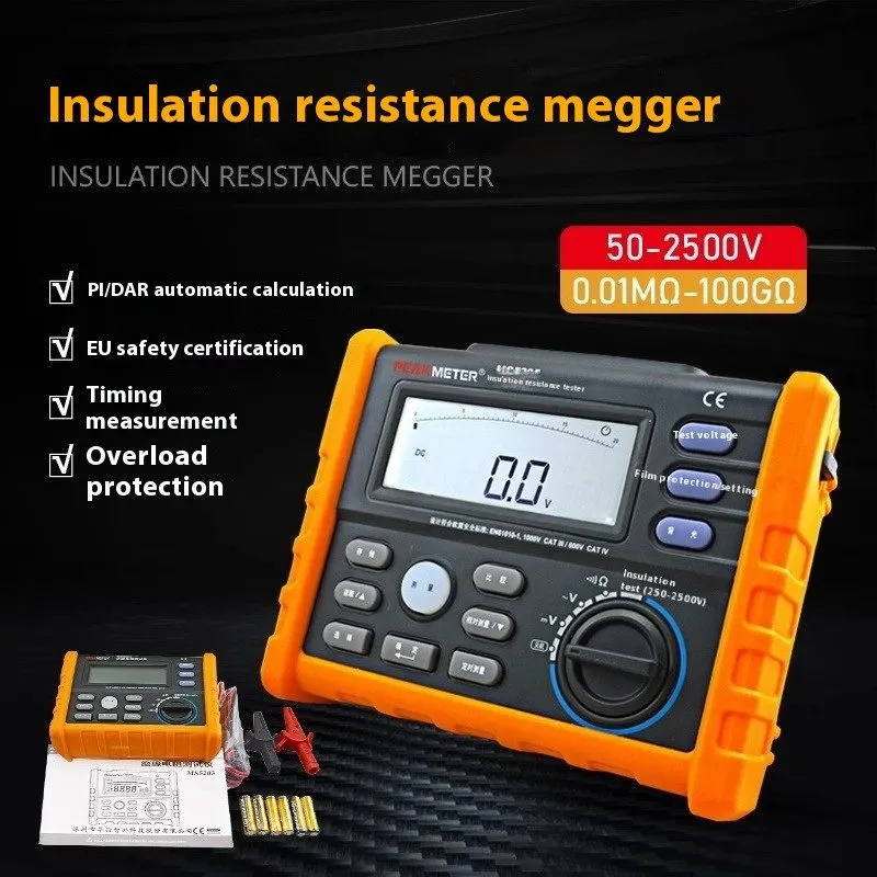Тестер MS5203 Insulation Resistance Tester MS5205 Digital Megohmmeter 2500V 5000