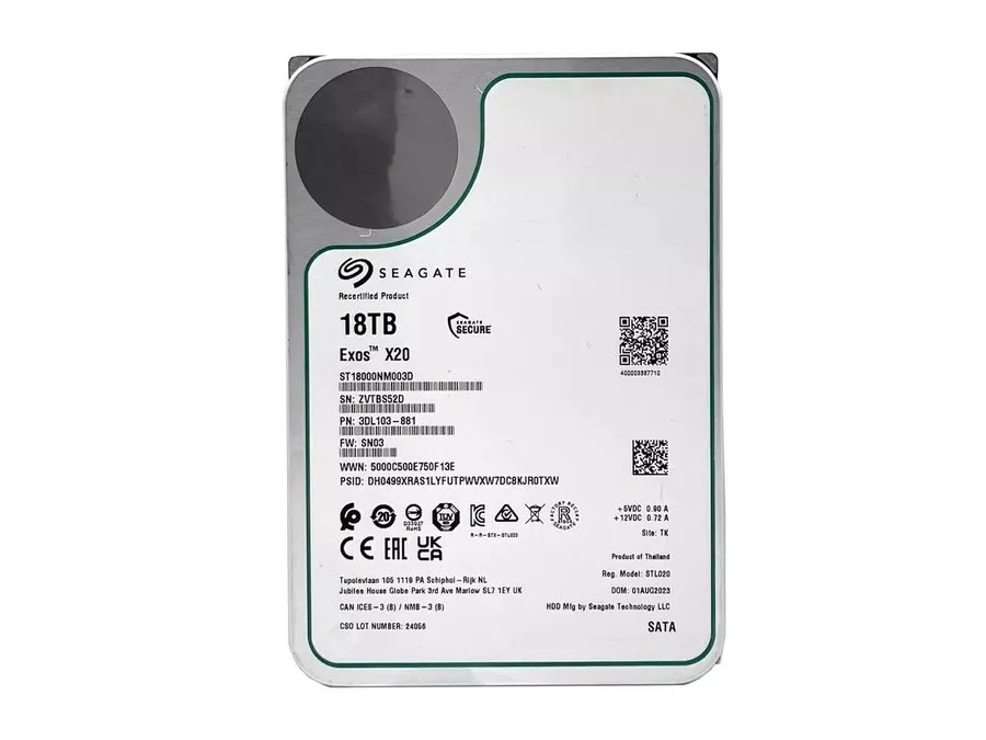 Жёсткий диск Seagate Exos X20 ST18000NM003D 18TB SATA 6Gb/s 7200 3.5" Enterprise