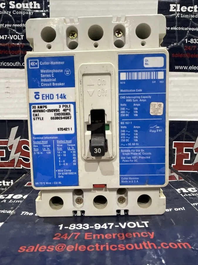 Автоматический выключатель 1 Eaton EHD3030L 30A Circuit Breaker EHD 14K 3P 480V