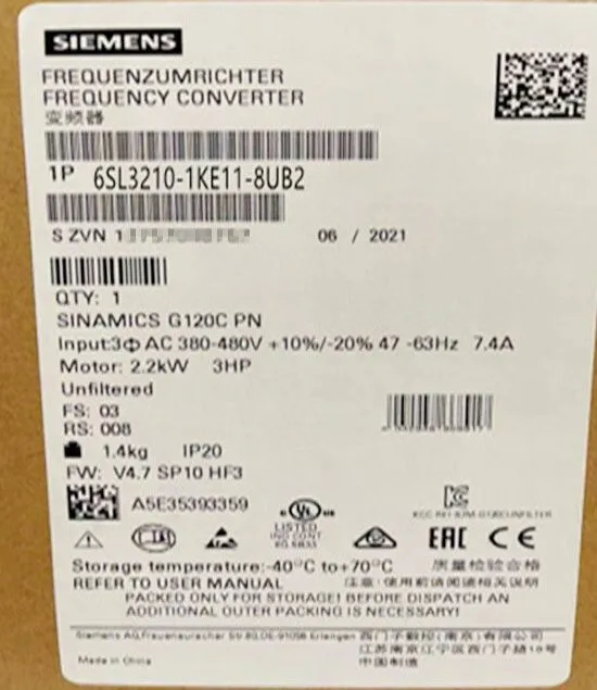 Частотный преобразователь SIEMENS 6SL3210-1KE11-8UB2 SINAMICS G120C RATED P0WER