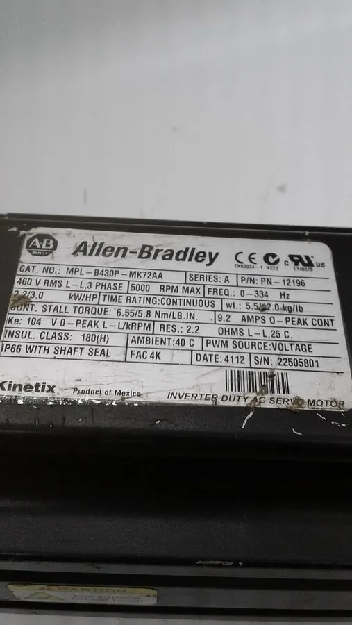 Серводвигатель Allen-Bradley MPL-B430P-MK72AA Servo Motor Spot stocks