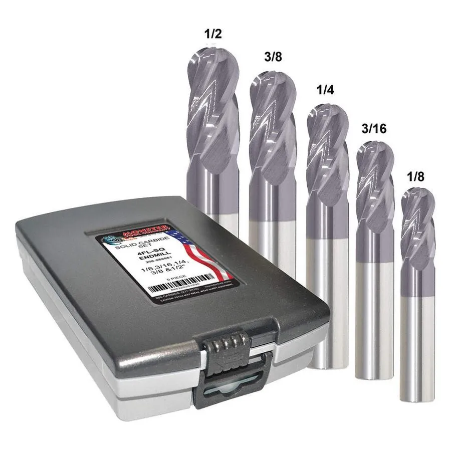 Режущий инструмент Zoro Select 223-888882 End Mill Set, 0.5 In, Carbide — фото лота 1