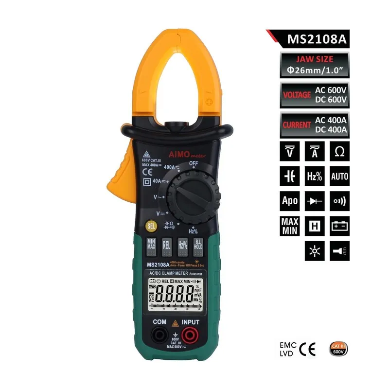 Тестер MASTECH Professional MS2108A 4000 Counts AC DC Current Clamp Meter Backli