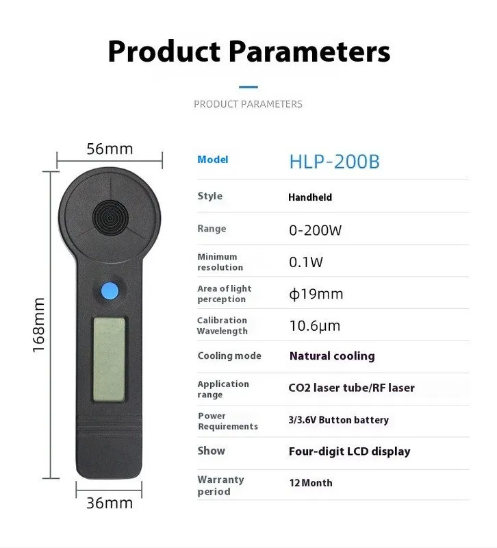 Комплектующее сервера HLP-200B Handheld Co2 Laser Tube 0-200W Power Meter Laser