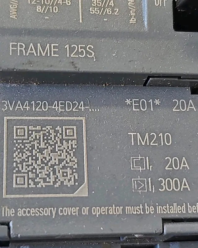 Автоматический выключатель Siemens 3VA4120-4ED24-0AA0 2 Pole 20 Amp 480V Circuit — фото лота 1
